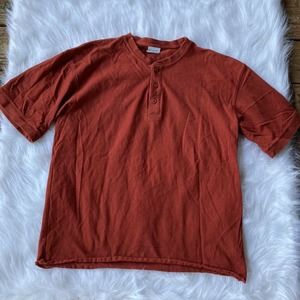 Columbia T-Shirt Sz S Rusty Red Outdoors Sportswear 3 Button Neck Hiking Mens